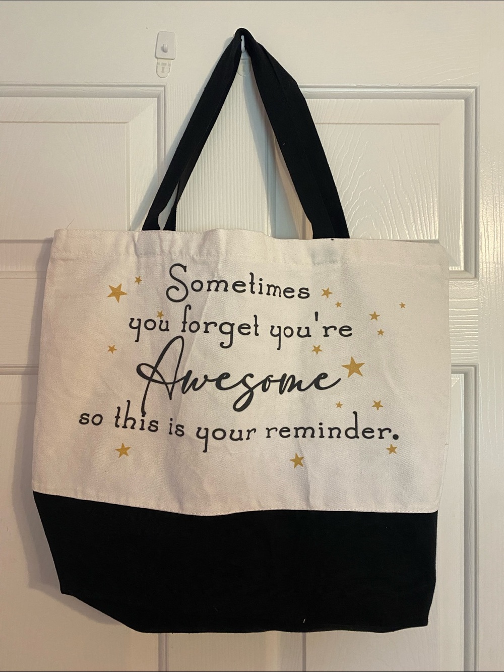 Inspirational 'Awesome' Canvas Tote Bag - Black & Cream